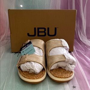 JBU Women's Taupe Shimmer Slides